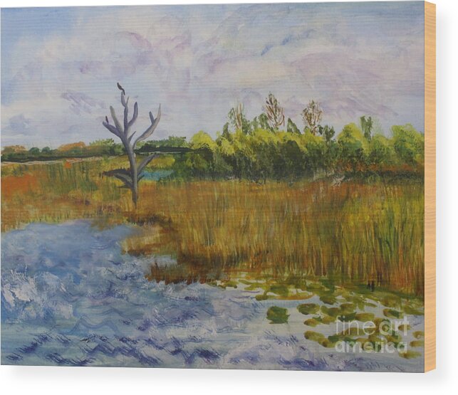 Art Wood Print featuring the painting Marsh at Green Cay by Donna Walsh