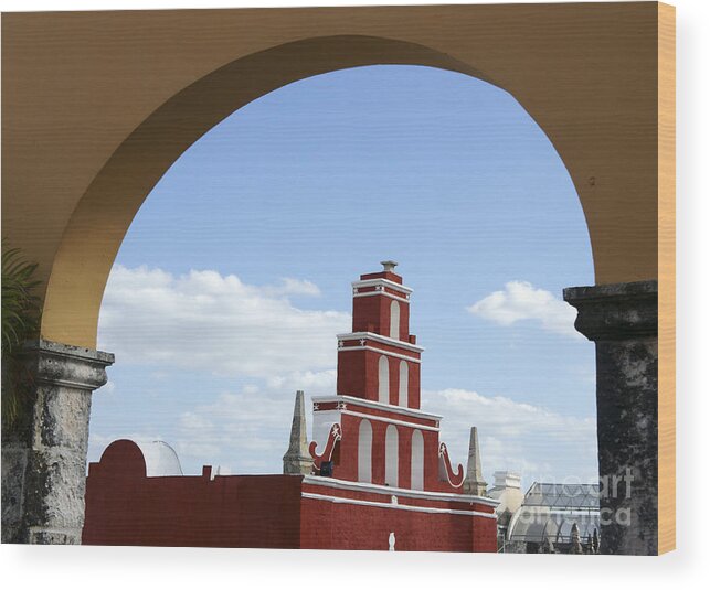 Mexico Wood Print featuring the photograph Merida Arch Mexico by John Mitchell