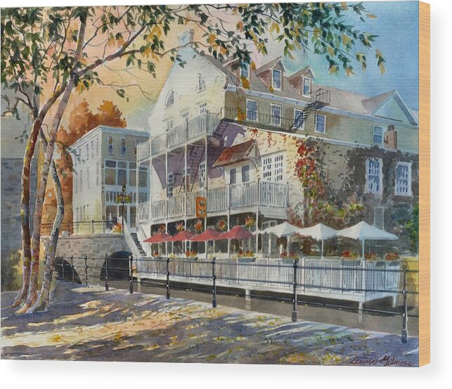 Restaurant Wood Print featuring the painting Mex and Co Restaurant by David Gilmore