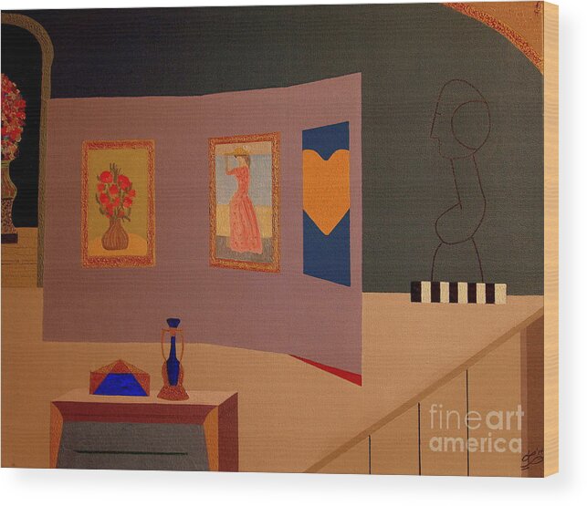 Penthouse Wood Print featuring the painting Midnight in Penthouse B by Bill OConnor