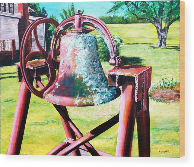 Bell Wood Print featuring the painting Mississippi Plantation Bell by Karl Wagner