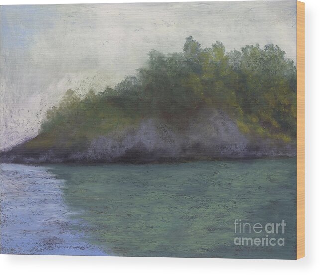 Island Wood Print featuring the painting Misty Isle by Ginny Neece