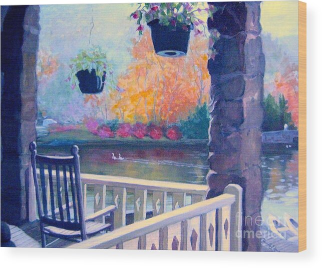 Porch Wood Print featuring the painting Montreat Porch by Gretchen Allen