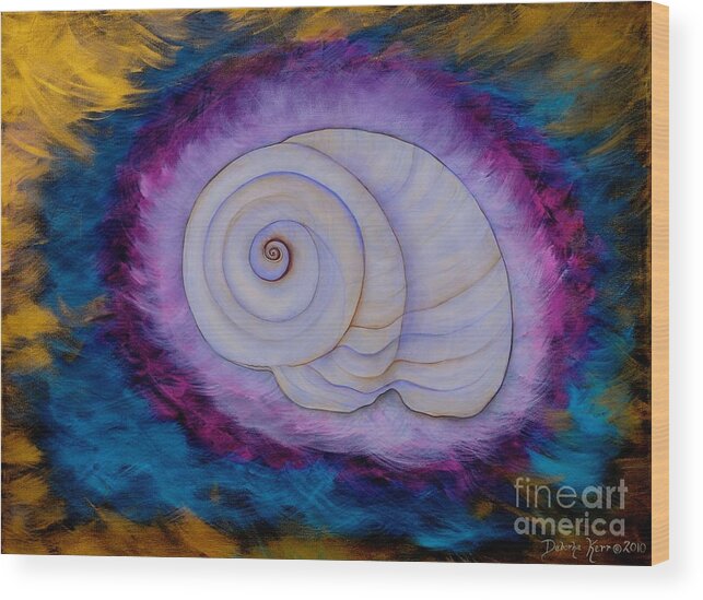 Shell Painting Wood Print featuring the painting Moon Snail by Deborha Kerr