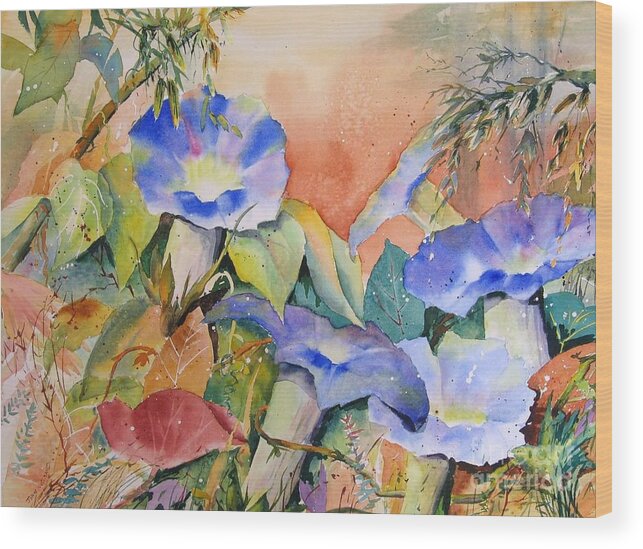 Watercolour Wood Print featuring the painting Morning Glory by John Nussbaum