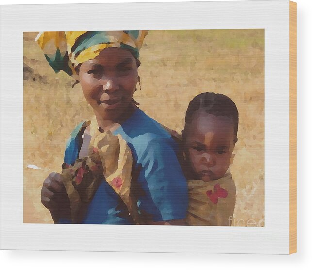 Mother And Child Greeting Card Wood Print featuring the photograph Mother and Child by Joyce Gebauer
