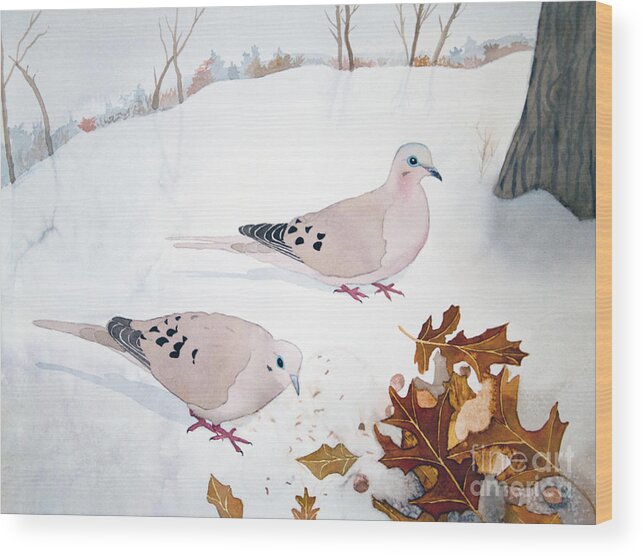 Mourning Doves Wood Print featuring the painting Mourning Doves by Laurel Best