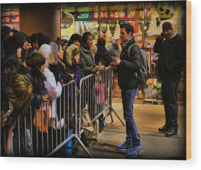 The Artist Wood Print featuring the photograph Movie Stars - The Artist Signing Autographs by Lee Dos Santos