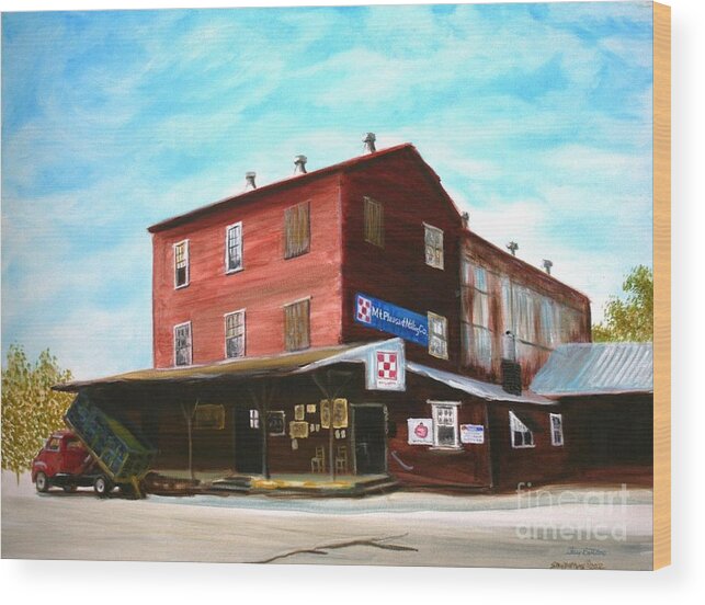 Architecture Wood Print featuring the painting Mt. Pleasant Milling Company by Stacy C Bottoms