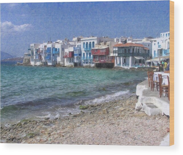 Landscape Wood Print featuring the painting Mykonos Grk3763 by Dean Wittle