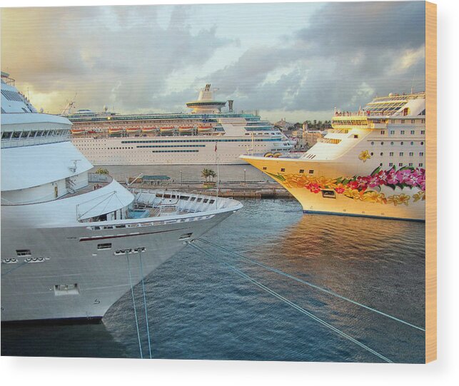 Cruise Wood Print featuring the photograph Nassau's Busy Port by Bob Slitzan