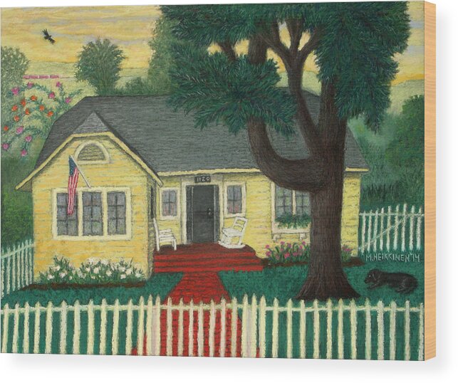 House Wood Print featuring the pastel Nate's Place by Michael Heikkinen