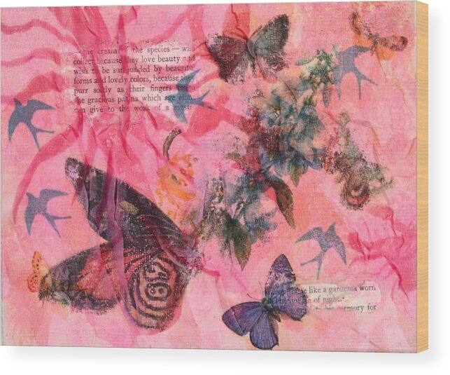 Butterfly Wood Print featuring the mixed media Nature 9 by Dawn Boswell Burke