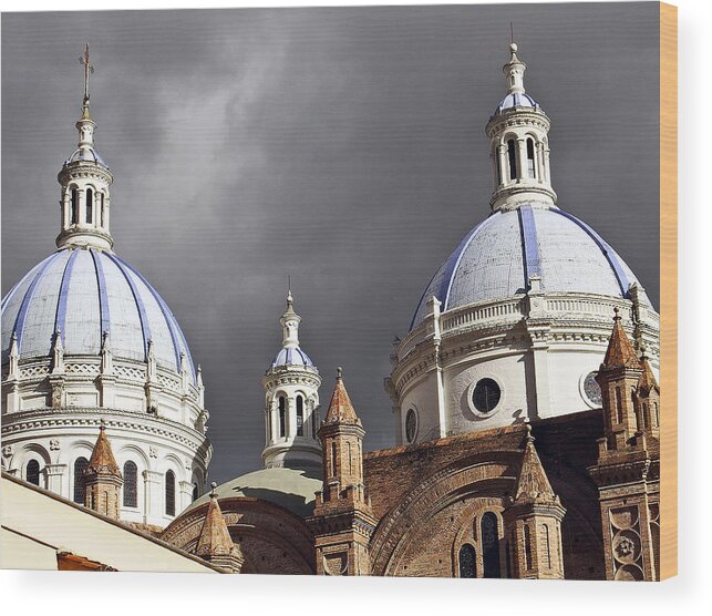 Cathedral Wood Print featuring the photograph New Cathedral Cuenca Ecuador by Kurt Van Wagner