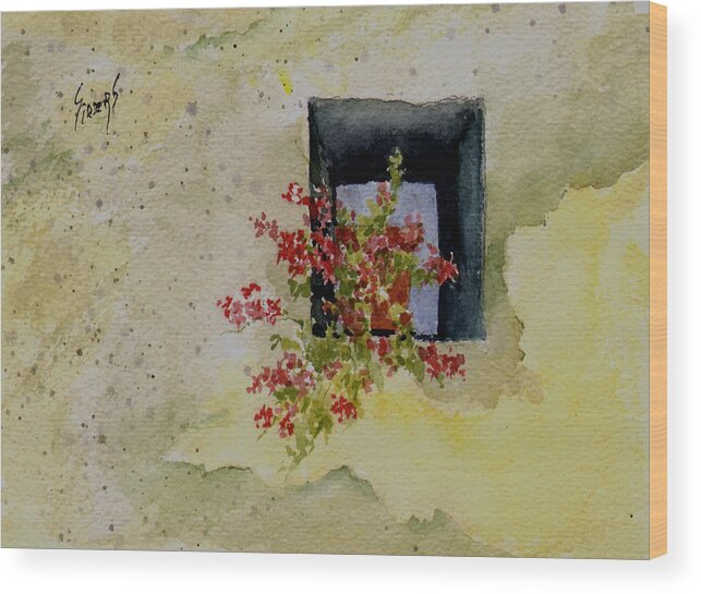 Niche Wood Print featuring the painting Niche with Flowers by Sam Sidders