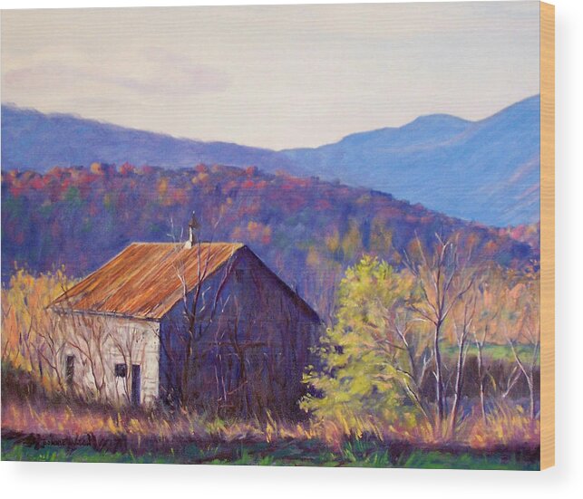 Bonnie Mason Wood Print featuring the painting October Morning by Bonnie Mason