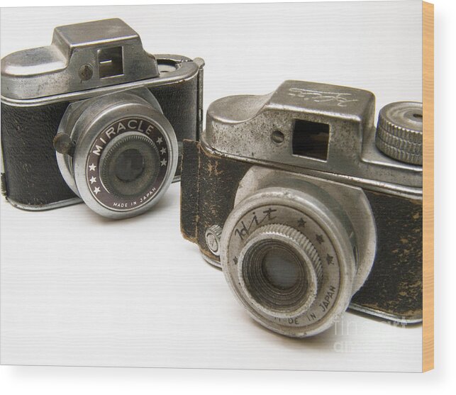 Antique Wood Print featuring the photograph Old Toy Cameras by Amy Cicconi