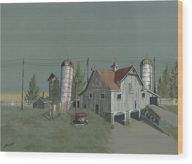 Silo Wood Print featuring the painting One Man's Castle by John Wyckoff