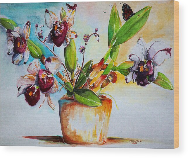 Orchids Wood Print featuring the painting Orchids of the Bay by Bernadette Krupa