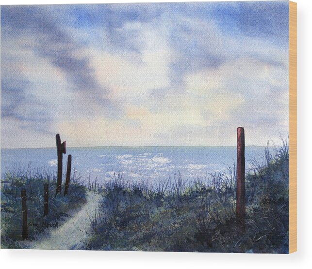 Seascape Wood Print featuring the painting Out to Sea Again by Glenn Marshall
