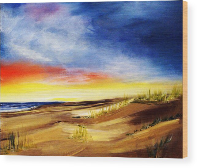 Outer Banks Wood Print featuring the painting OUTER BANKS High Color Extra Large Beach North Carolina by Katy Hawk