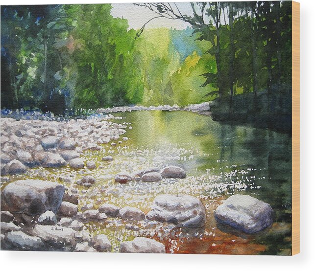 Landscape Wood Print featuring the painting Peaceful Waters by Shirley Braithwaite Hunt