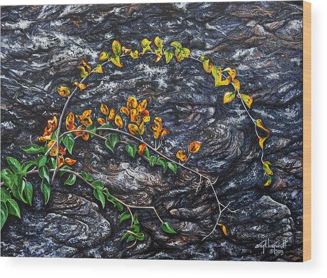 Rocks Wood Print featuring the painting Persistence by Craig Burgwardt