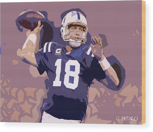 Peyton Manning Wood Print featuring the photograph Peyton Manning Abstract Number 2 by George Pedro