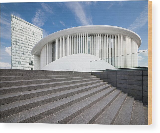 Steps Wood Print featuring the photograph Philharmonie Luxembourg by Jorg Greuel