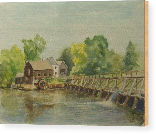 Landscape Wood Print featuring the painting Philipsburg Manor Tarritown by Nicolas Bouteneff