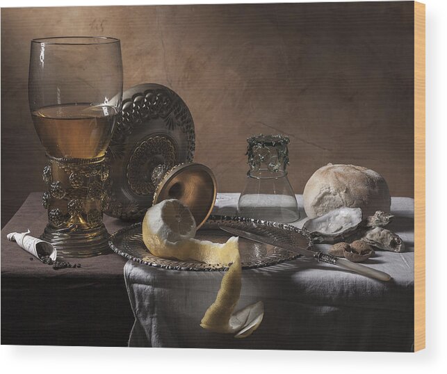 Ontbijt Wood Print featuring the photograph Pieter Claesz- Breakfast piece by Levin Rodriguez