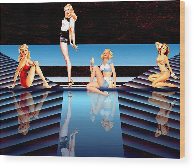 Girls Wood Print featuring the digital art Pin Up Girls by 4 by Amanda Struz