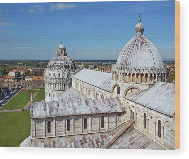 Scenics Wood Print featuring the photograph Pisa Duomo And Baptistry At Midday by Allan Baxter