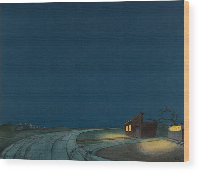 Hi Line Wood Print featuring the painting Pre-Dawn On The Hi-Line I by Scott Kirby