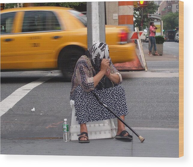 Homeless Woman Wood Print featuring the photograph NYC Privacy Please by Cleaster Cotton