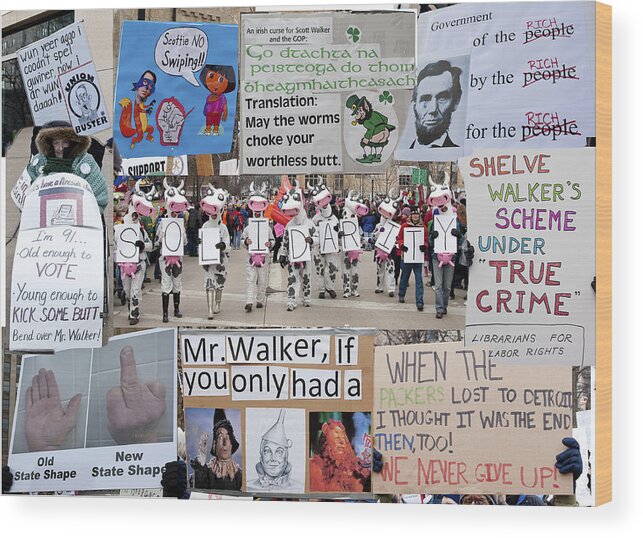 Capitol Wood Print featuring the photograph Protest signs by Steven Ralser
