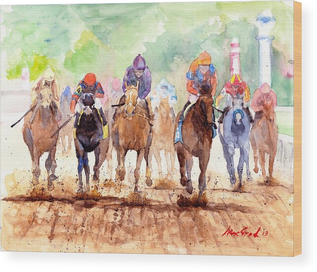 Landscape Wood Print featuring the painting Race Day by Max Good