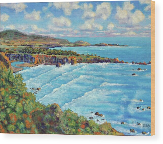 California Coast Wood Print featuring the painting Ragged Point California by Dwain Ray