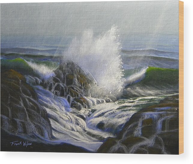 Seascape Wood Print featuring the painting Raging Surf by Frank Wilson