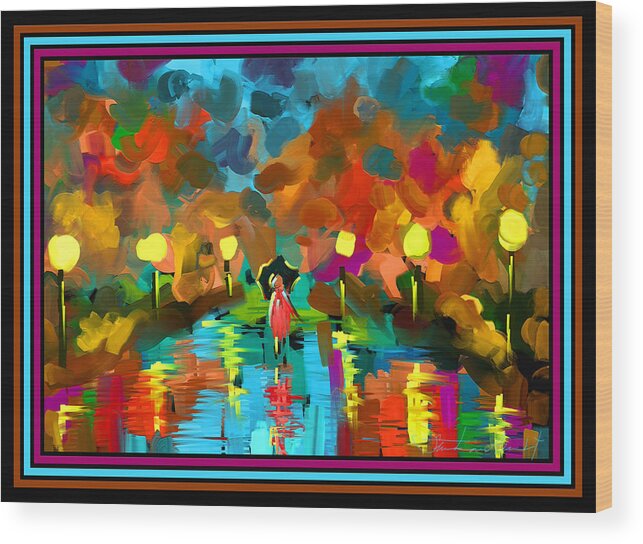 Rainbows Wood Print featuring the painting Rainbows and Rain by Steven Lebron Langston