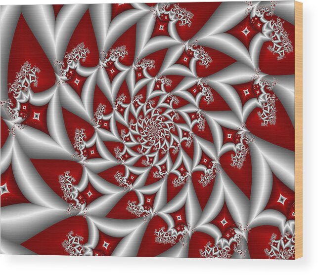 Fractal Wood Print featuring the digital art Red an Gray by Gabiw Art