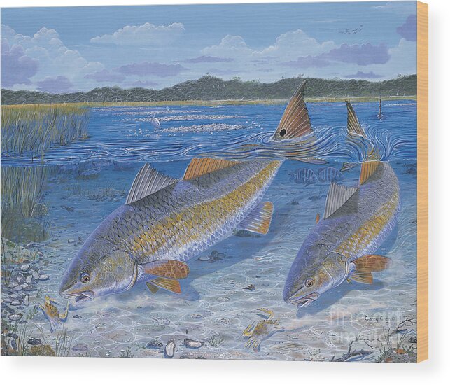 Redfish Wood Print featuring the painting Red Creek In0010 by Carey Chen