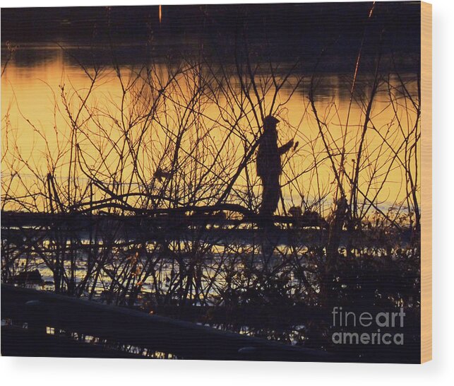 Sunrise Wood Print featuring the photograph Reeling in a New Day by Robyn King