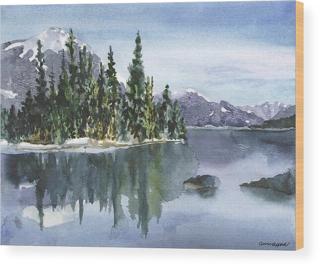 Lake Painting Wood Print featuring the painting Reflections by Anne Gifford
