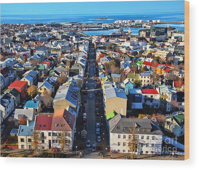 Reykjavik Wood Print featuring the photograph Reykjavik Cityscape Panorama by Jasna Buncic