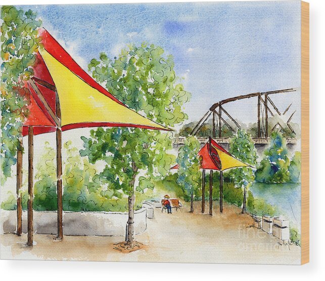 Impressionism Wood Print featuring the painting River Landing by Pat Katz