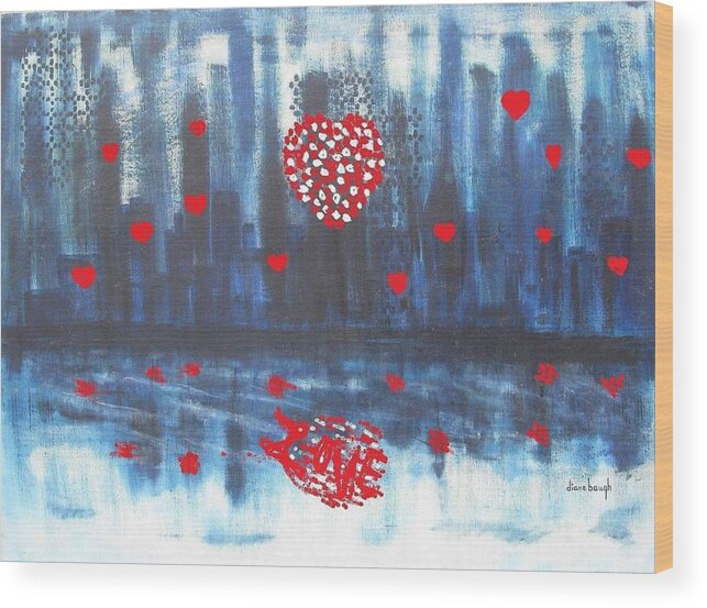 I Love You Wood Print featuring the painting Romantic Reflection by Diane Pape