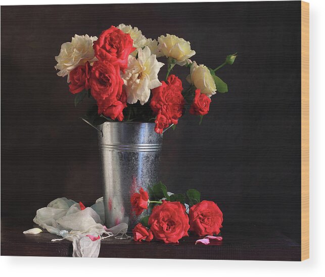 Bucket Wood Print featuring the photograph Roses Of Yesterday by Panga Natalie Ukraine