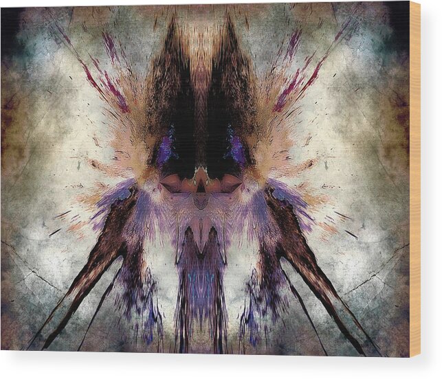 Inkblot Wood Print featuring the painting Said The Spider by Melissa Bittinger