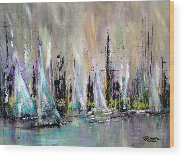 Abstract Wood Print featuring the painting Sail by Roberta Rotunda